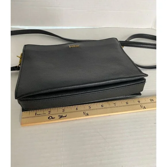 Botkier Black Leather Small Cross Body Purse Minimalist Office Professional Y2K - Picture 10 of 11